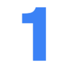 Blue number '1' on a white background