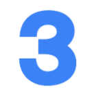 Blue number '3' on a white background